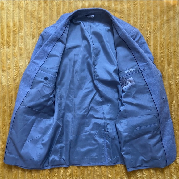 Men’s Grey Blue Blazer One Button Cotton Polyester Sport Coat Le Chateau - Picture 9 of 9